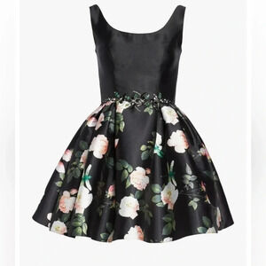 Mac Duggal Beaded Waist Floral Fit & Flare Dress Size 0